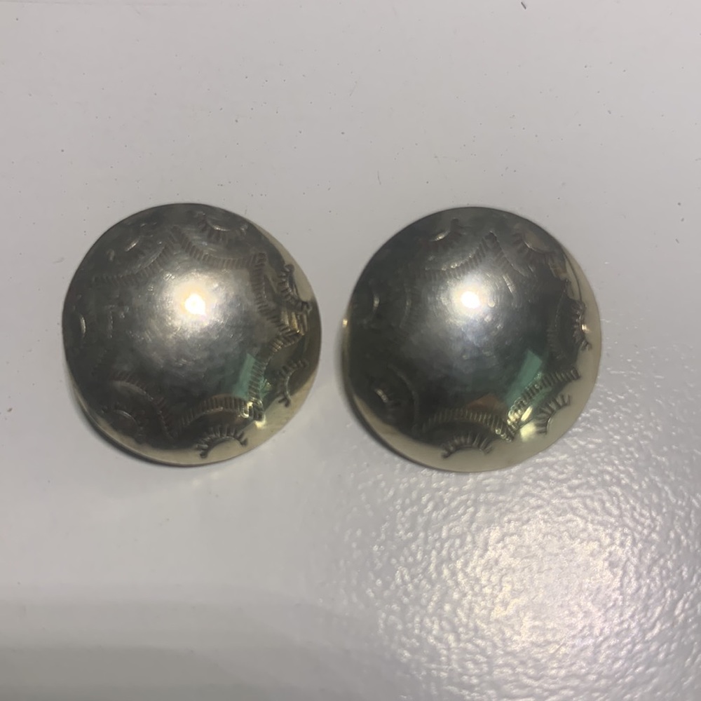 Vintage signed sterling small sterling silver round 0.5” clip on earrings - Picture 4 of 8